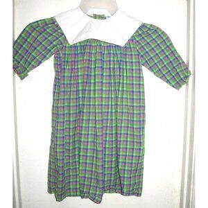 Jacob's Ladder Green Pink Blue Plaid Checked Bishop Dress Sailor Collar 3